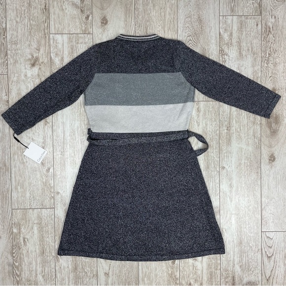 CALVIN KLEIN $134 Womens New Silver Color Block A-Line Dress M Petites - Picture 5 of 5